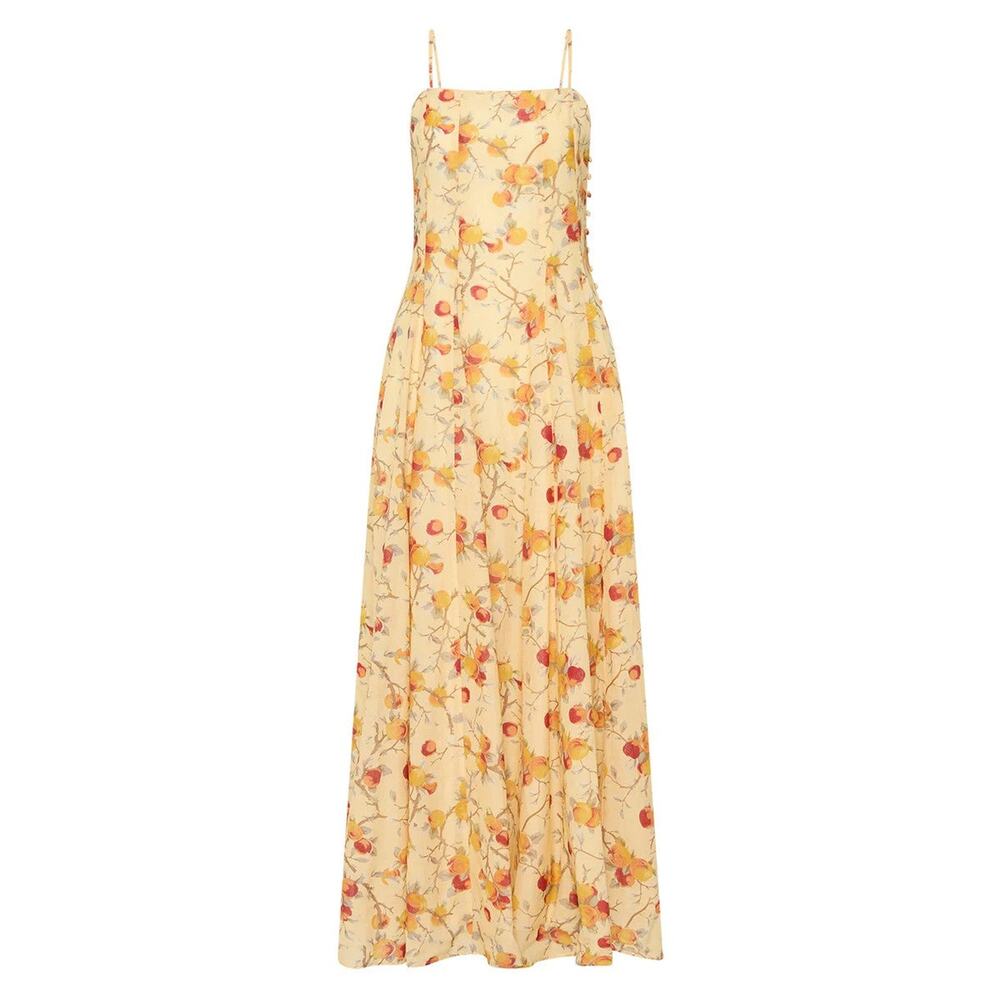 Posse Paloma Printed Cotton-Blend Voile Maxi Dress - S Citrus Floral
